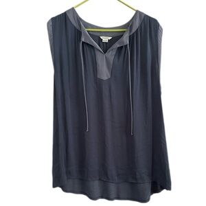 Sweet Grey Juni top, Size XXL. Blue sleeveless flowy soft split neck GUC